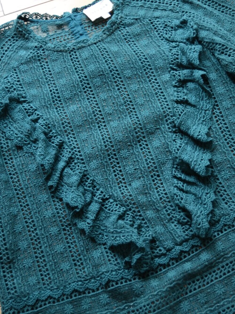 Sezane Madeline Lace Blouse Womens Size 34 Romantic Victorian Ruffle Top - Picture 4 of 15